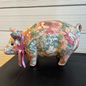 Floral Pig Decoupage Style‎ Spring Colors Gloss Finish